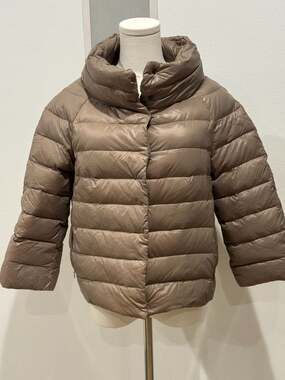 Zentner Taupe Goose Down Quilted Puffer Jacket
